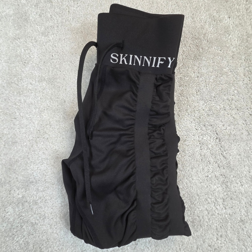 Skinnify Four Band Resistance Leggings Black Ruched Scrunch Butt Womens Small